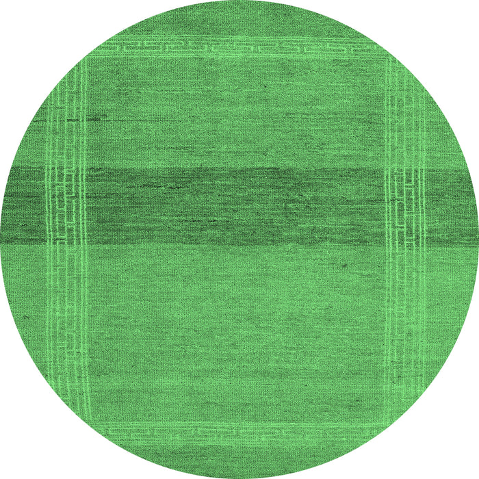 Round Abstract Emerald Green Modern Rug, abs5273emgrn