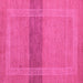 Square Machine Washable Abstract Pink Modern Rug, wshabs5273pnk