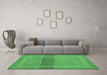 Machine Washable Abstract Emerald Green Modern Area Rugs in a Living Room,, wshabs5273emgrn