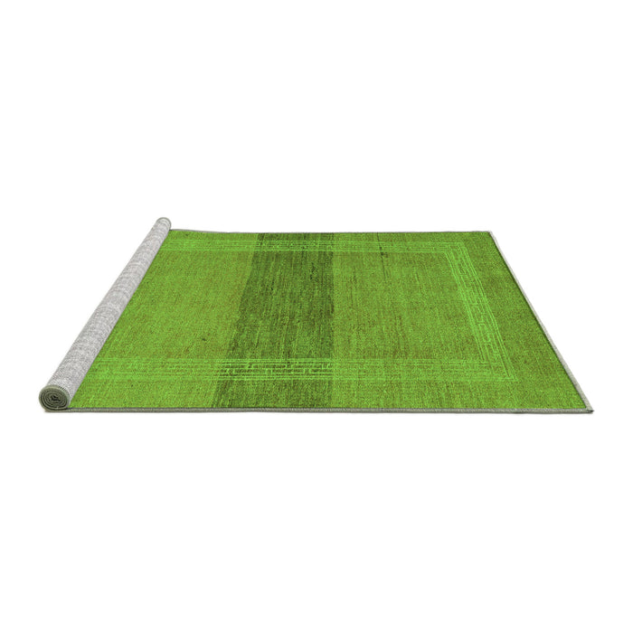 Sideview of Machine Washable Abstract Green Modern Area Rugs, wshabs5273grn