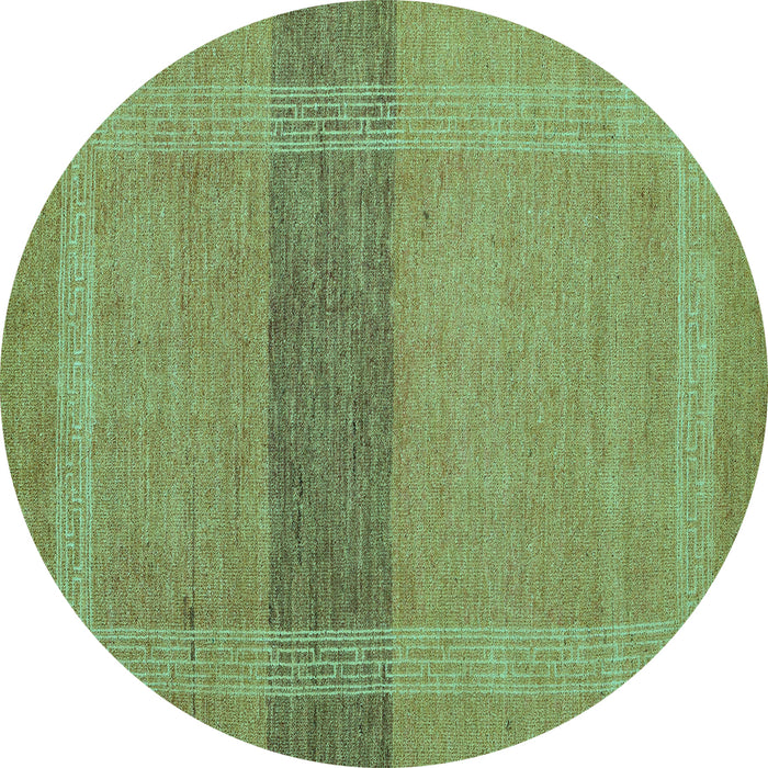 Round Abstract Turquoise Modern Rug, abs5273turq