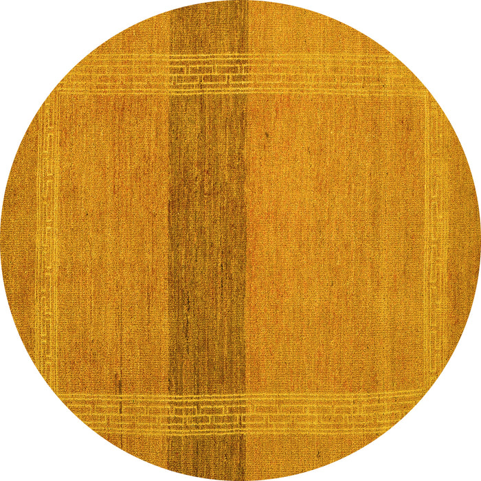 Round Machine Washable Abstract Yellow Modern Rug, wshabs5273yw