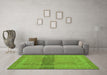 Machine Washable Abstract Green Modern Area Rugs in a Living Room,, wshabs5273grn