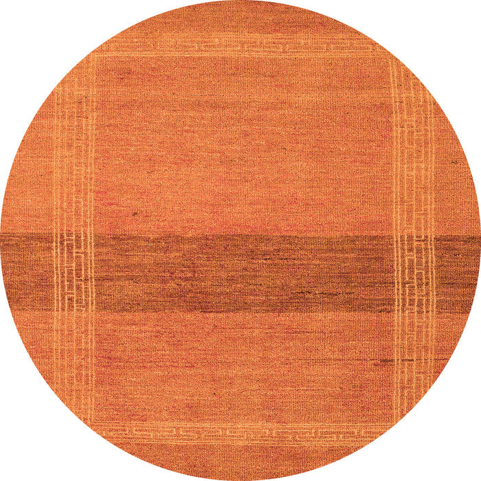 Round Machine Washable Abstract Orange Modern Area Rugs, wshabs5273org