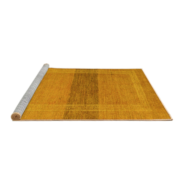 Sideview of Machine Washable Abstract Yellow Modern Rug, wshabs5273yw