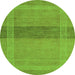 Round Abstract Green Modern Rug, abs5273grn