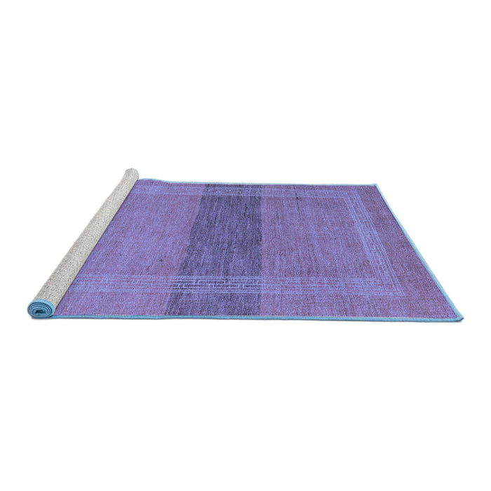 Sideview of Machine Washable Abstract Blue Modern Rug, wshabs5273blu
