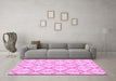 Machine Washable Solid Pink Modern Rug in a Living Room, wshabs5274pnk