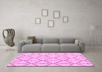 Machine Washable Solid Pink Modern Rug, wshabs5274pnk