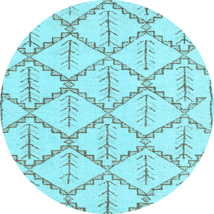 Round Machine Washable Solid Light Blue Modern Rug, wshabs5274lblu