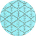 Round Machine Washable Solid Light Blue Modern Rug, wshabs5274lblu