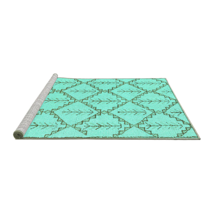 Sideview of Machine Washable Solid Turquoise Modern Area Rugs, wshabs5274turq
