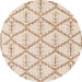 Round Machine Washable Abstract Brown Sugar Brown Rug, wshabs5274