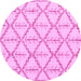 Round Machine Washable Solid Pink Modern Rug, wshabs5274pnk