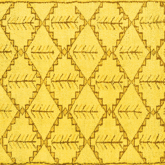 Square Machine Washable Solid Yellow Modern Rug, wshabs5274yw