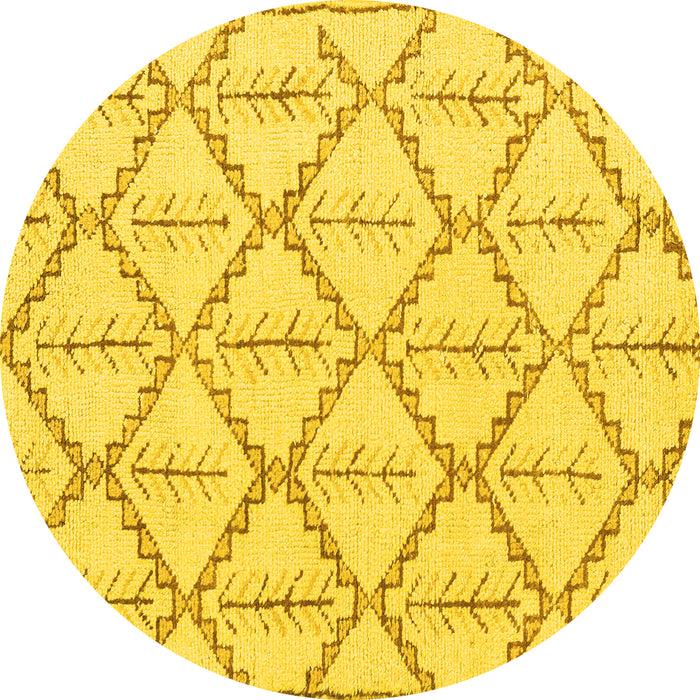 Round Solid Yellow Modern Rug, abs5274yw