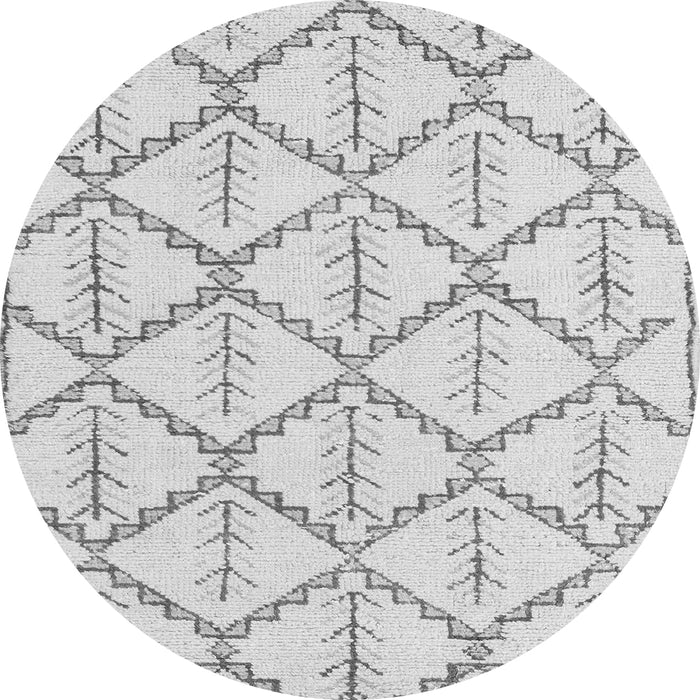 Round Machine Washable Solid Gray Modern Rug, wshabs5274gry