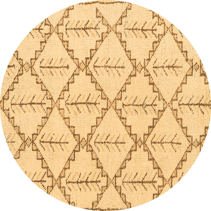 Round Machine Washable Solid Brown Modern Rug, wshabs5274brn