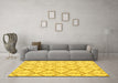 Machine Washable Solid Yellow Modern Rug in a Living Room, wshabs5274yw