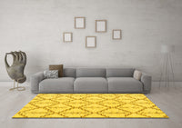 Machine Washable Solid Yellow Modern Rug, wshabs5274yw