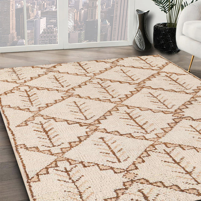Abstract Brown Solid Rug in Family Room, abs5274