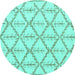 Round Solid Turquoise Modern Rug, abs5274turq