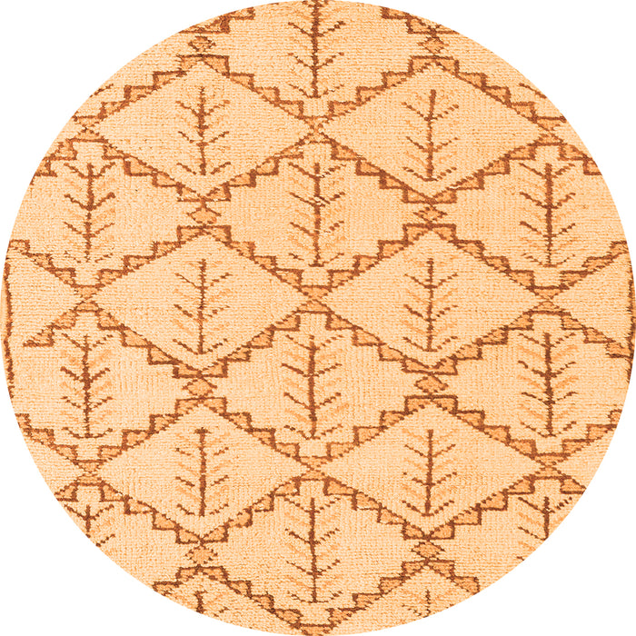 Round Machine Washable Solid Orange Modern Area Rugs, wshabs5274org