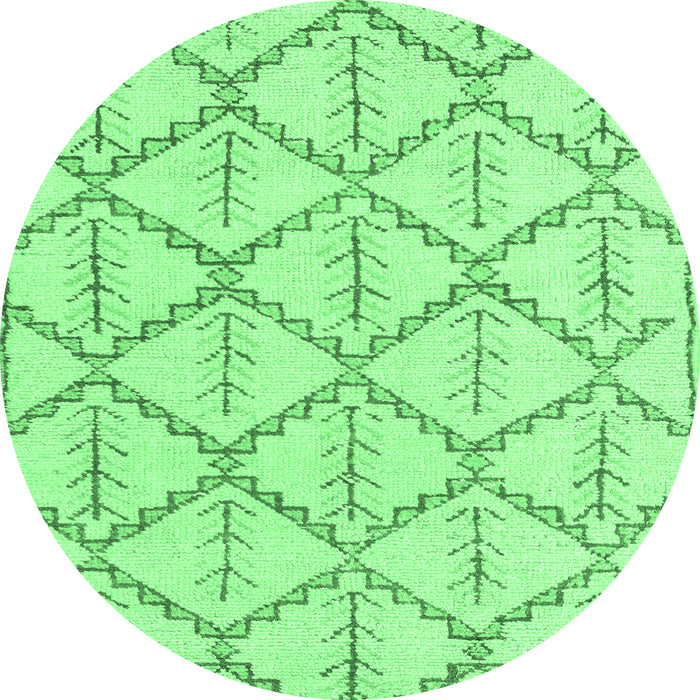Round Machine Washable Solid Emerald Green Modern Area Rugs, wshabs5274emgrn