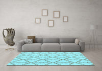 Machine Washable Solid Light Blue Modern Rug, wshabs5274lblu