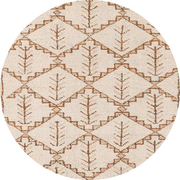 Round Abstract Brown Solid Rug, abs5274