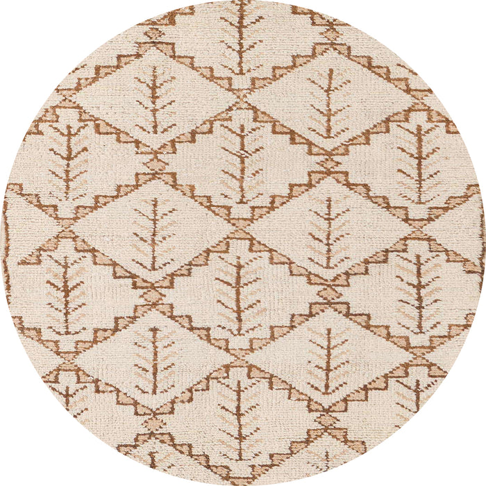 Round Abstract Brown Solid Rug, abs5274