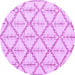 Round Machine Washable Solid Purple Modern Area Rugs, wshabs5274pur