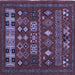 Square Southwestern Blue Country Rug, abs5275blu