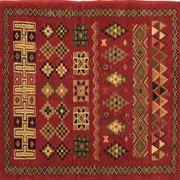 Square Machine Washable Southwestern Brown Country Rug, wshabs5275brn