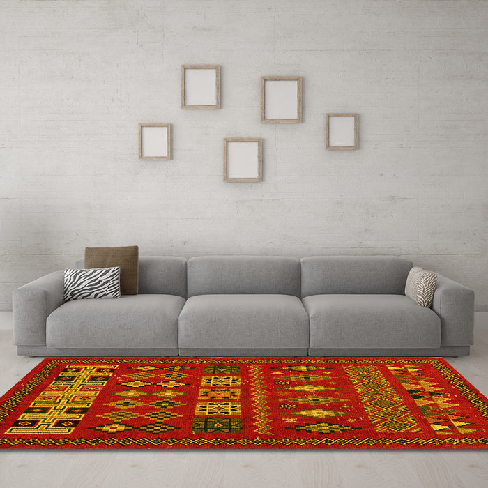 Machine Washable Southwestern Yellow Country Rug in a Living Room, wshabs5275yw