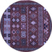 Round Southwestern Blue Country Rug, abs5275blu