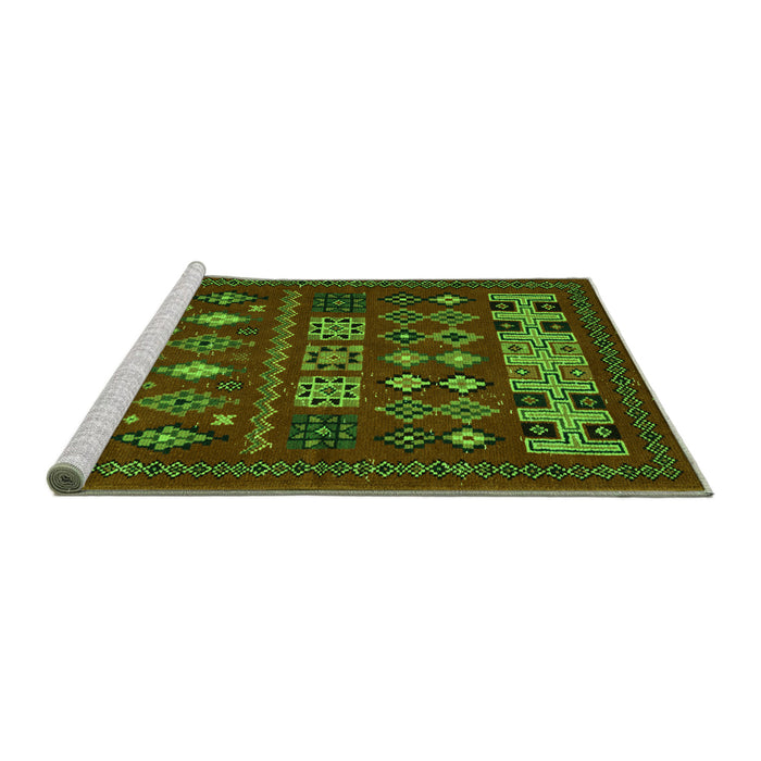 Sideview of Machine Washable Southwestern Green Country Area Rugs, wshabs5275grn