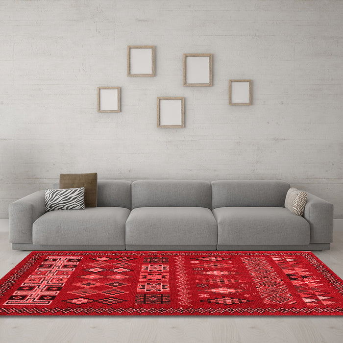 Country Red Washable Rugs