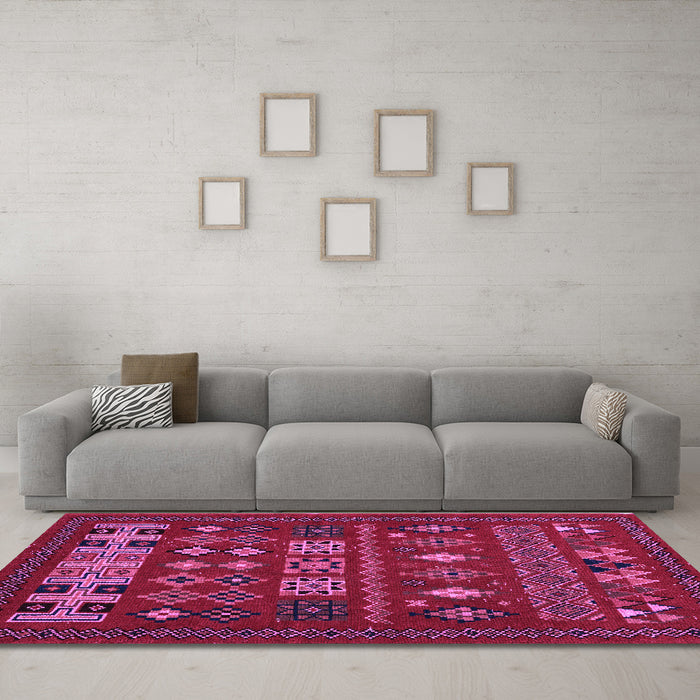 Machine Washable Southwestern Purple Country Area Rugs in a Living Room, wshabs5275pur