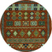 Round Southwestern Light Blue Country Rug, abs5275lblu