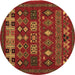 Round Southwestern Brown Country Rug, abs5275brn