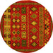 Round Machine Washable Southwestern Yellow Country Rug, wshabs5275yw