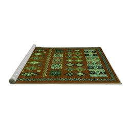 Sideview of Machine Washable Southwestern Turquoise Country Area Rugs, wshabs5275turq