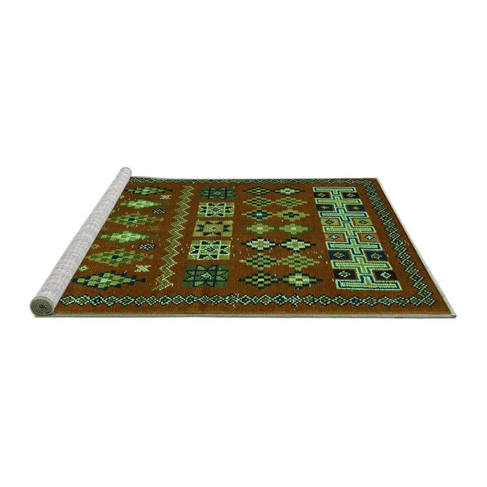 Sideview of Machine Washable Southwestern Turquoise Country Area Rugs, wshabs5275turq