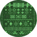 Round Southwestern Emerald Green Country Rug, abs5275emgrn