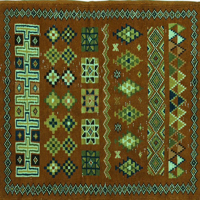 Square Southwestern Turquoise Country Rug, abs5275turq