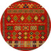 Round Abstract Light Brown Southwestern Rug, abs5275