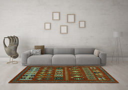 Machine Washable Southwestern Light Blue Country Rug in a Living Room, wshabs5275lblu