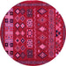 Round Southwestern Pink Country Rug, abs5275pnk