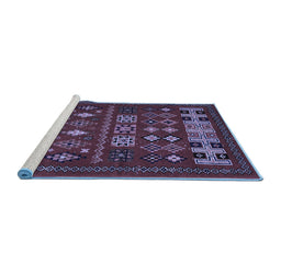 Sideview of Machine Washable Southwestern Blue Country Rug, wshabs5275blu